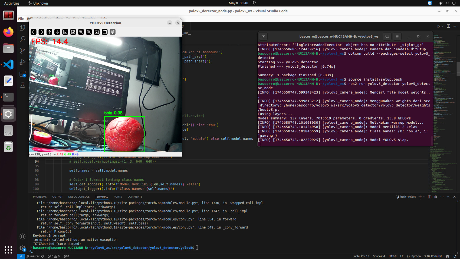 YOLOv12 Object Detection in ROS2